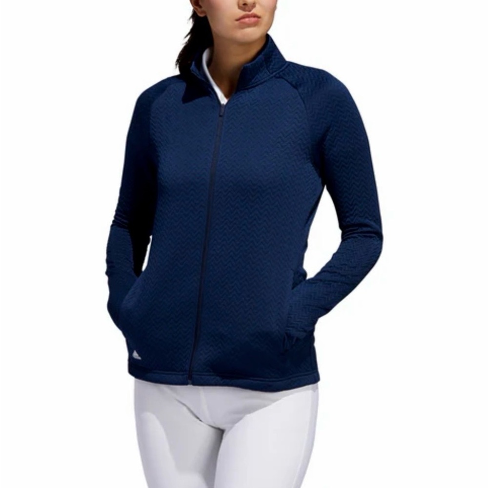 Women’s Adidas navy textured layer golf jacket, full zip size M